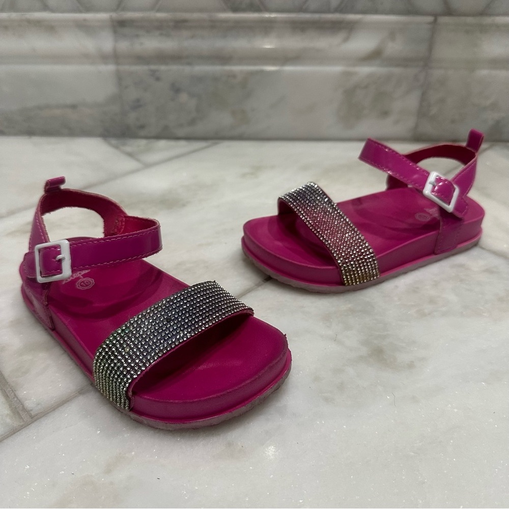Size 10 Toddler Girls Pink Rhinestone Strap Sandals